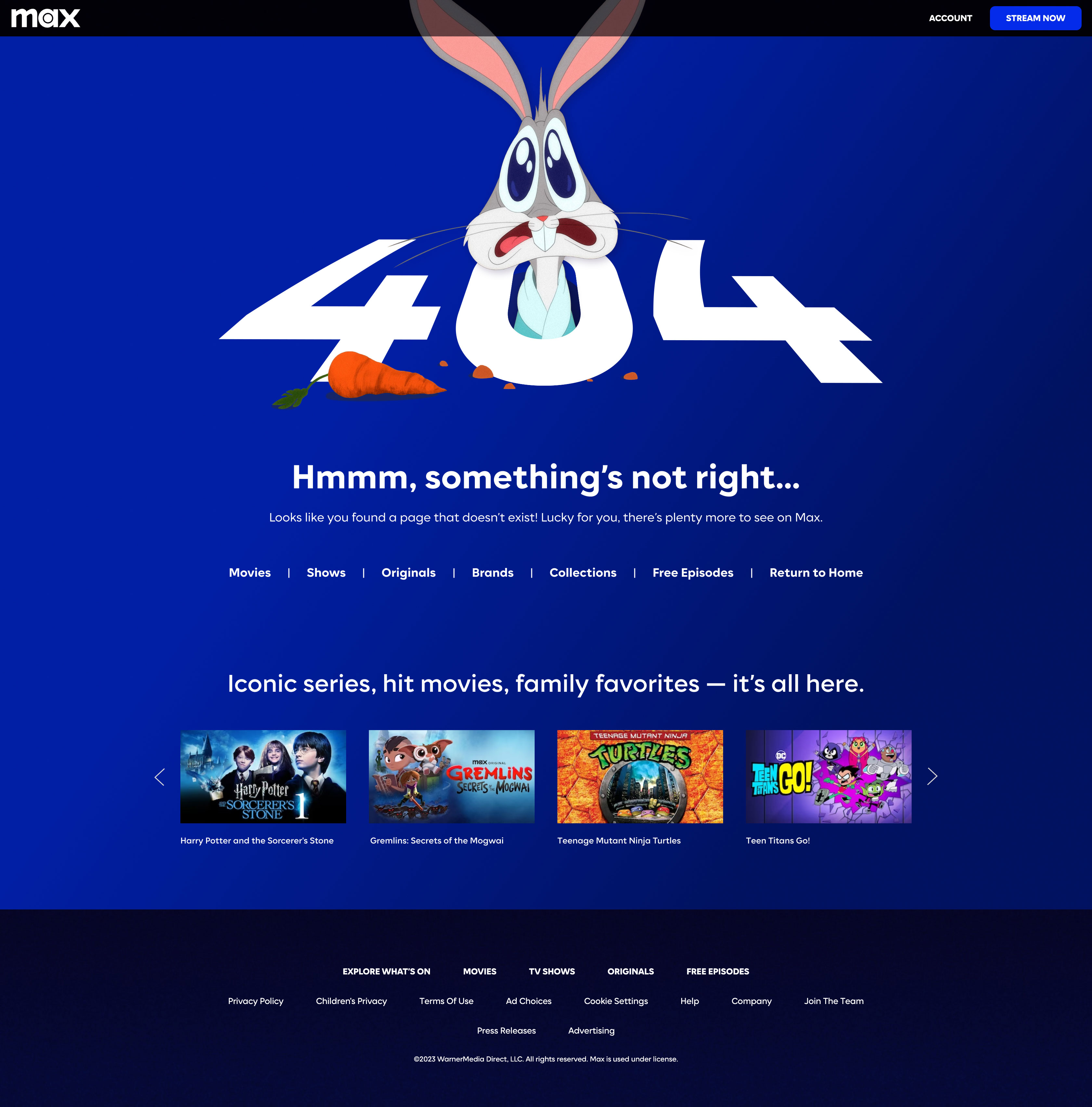 Max's 404 Error - Bugs Bunny Design