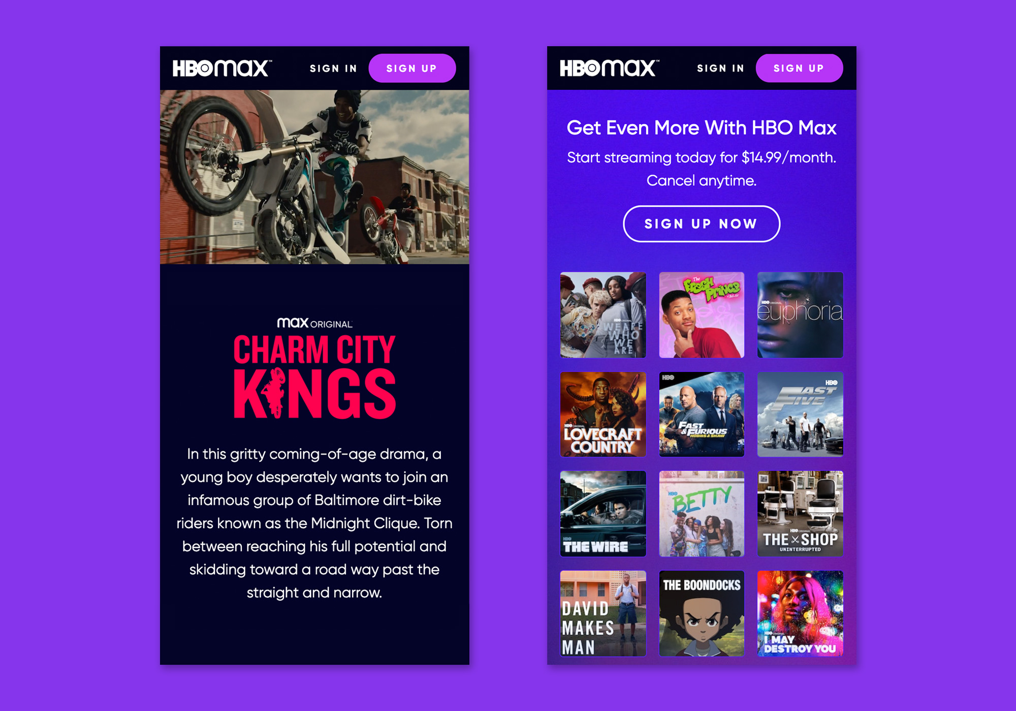 HBO Max | Charm City Kings Landing Page