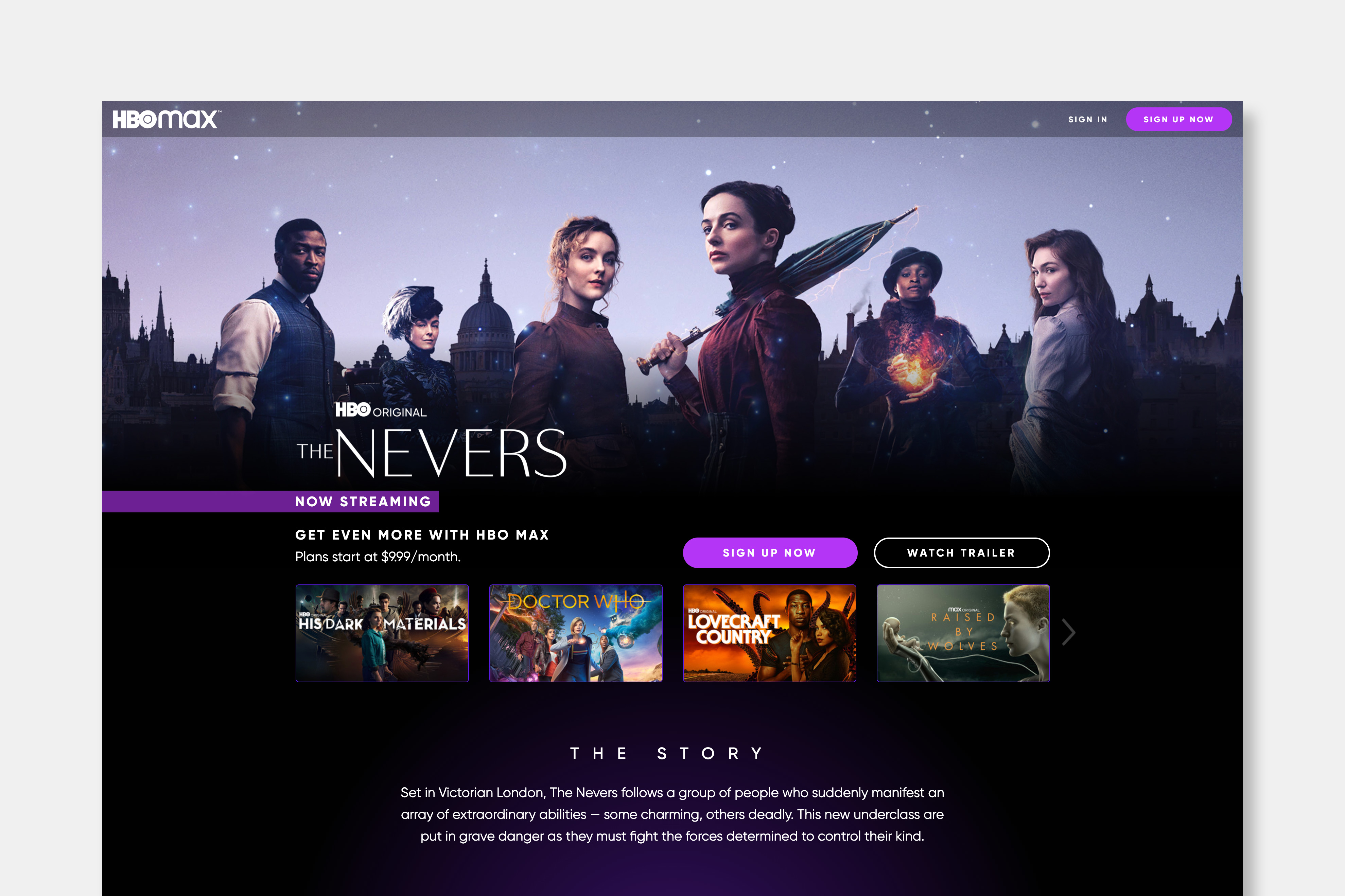 HBO Max | The Nevers Landing Page
