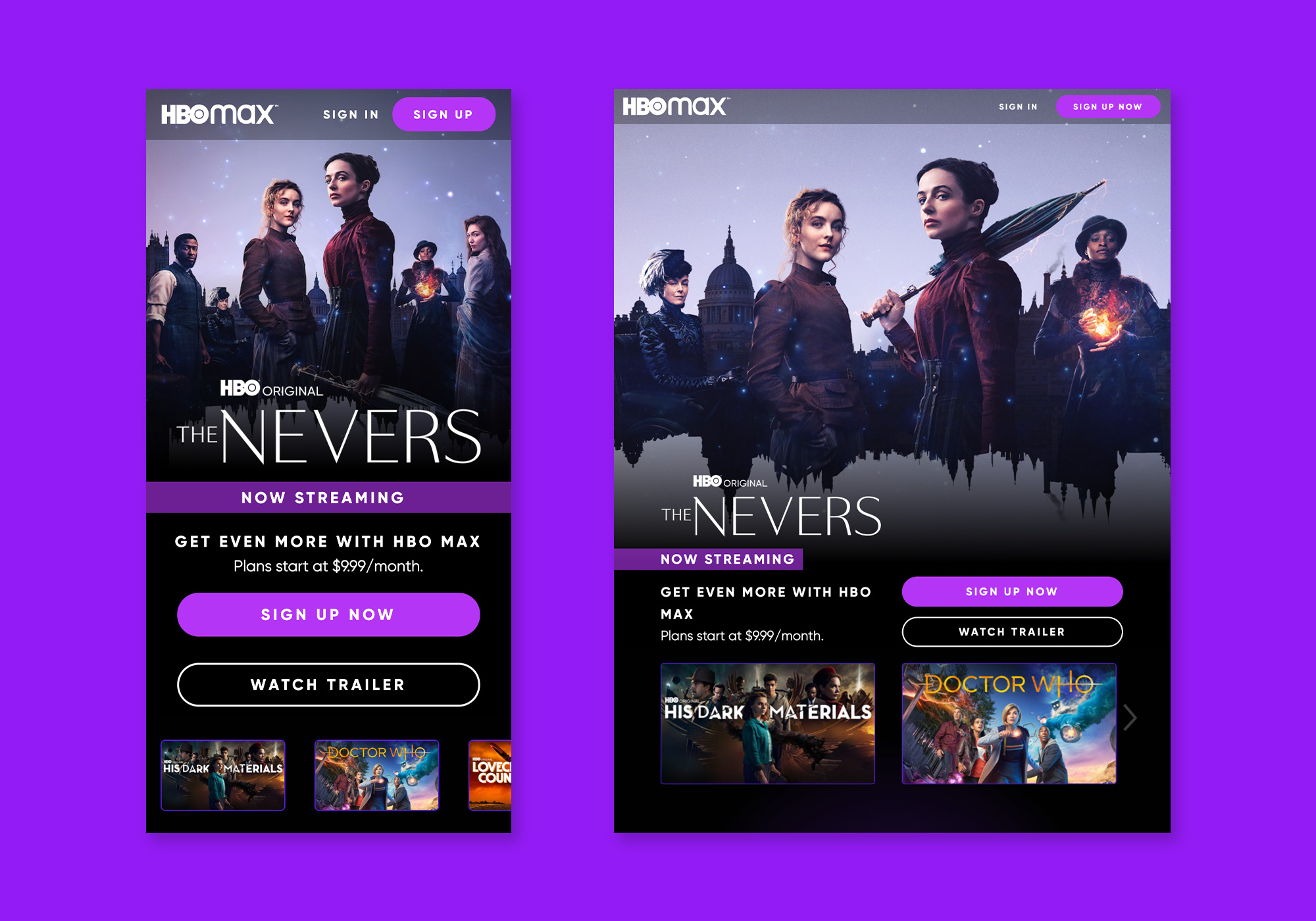 HBO Max | The Nevers Landing Page