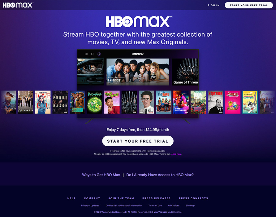 HBO Max Infinity Scroll