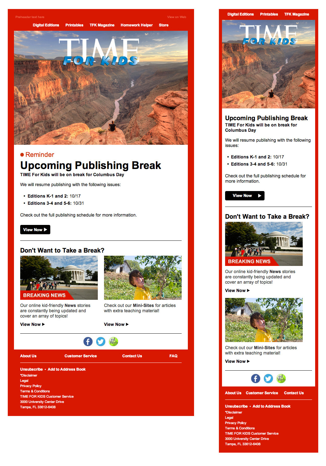 Time for Kids Email Reminder